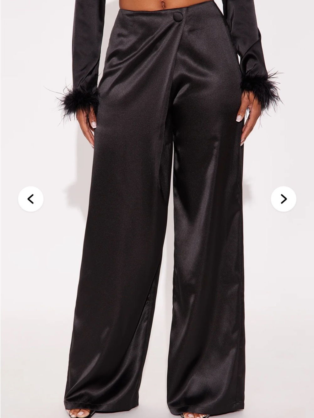 Fashion Nova Black Satin Wide Leg Trousers